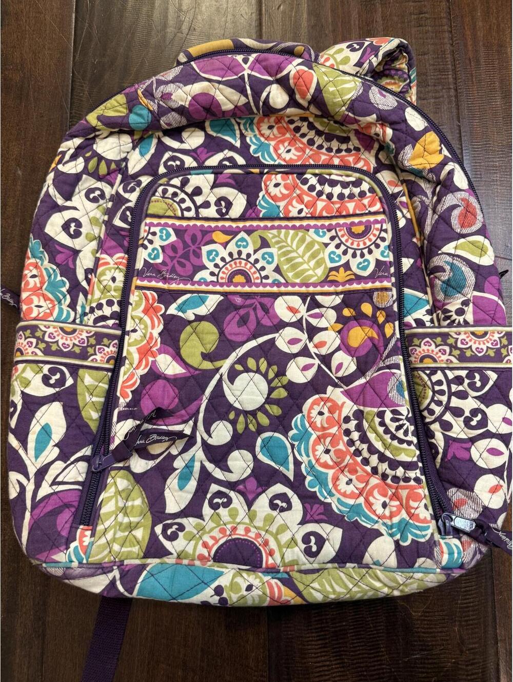Vera Bradley Plum Crazy Quilted Backpack Retired Purple Floral Cotton Bag